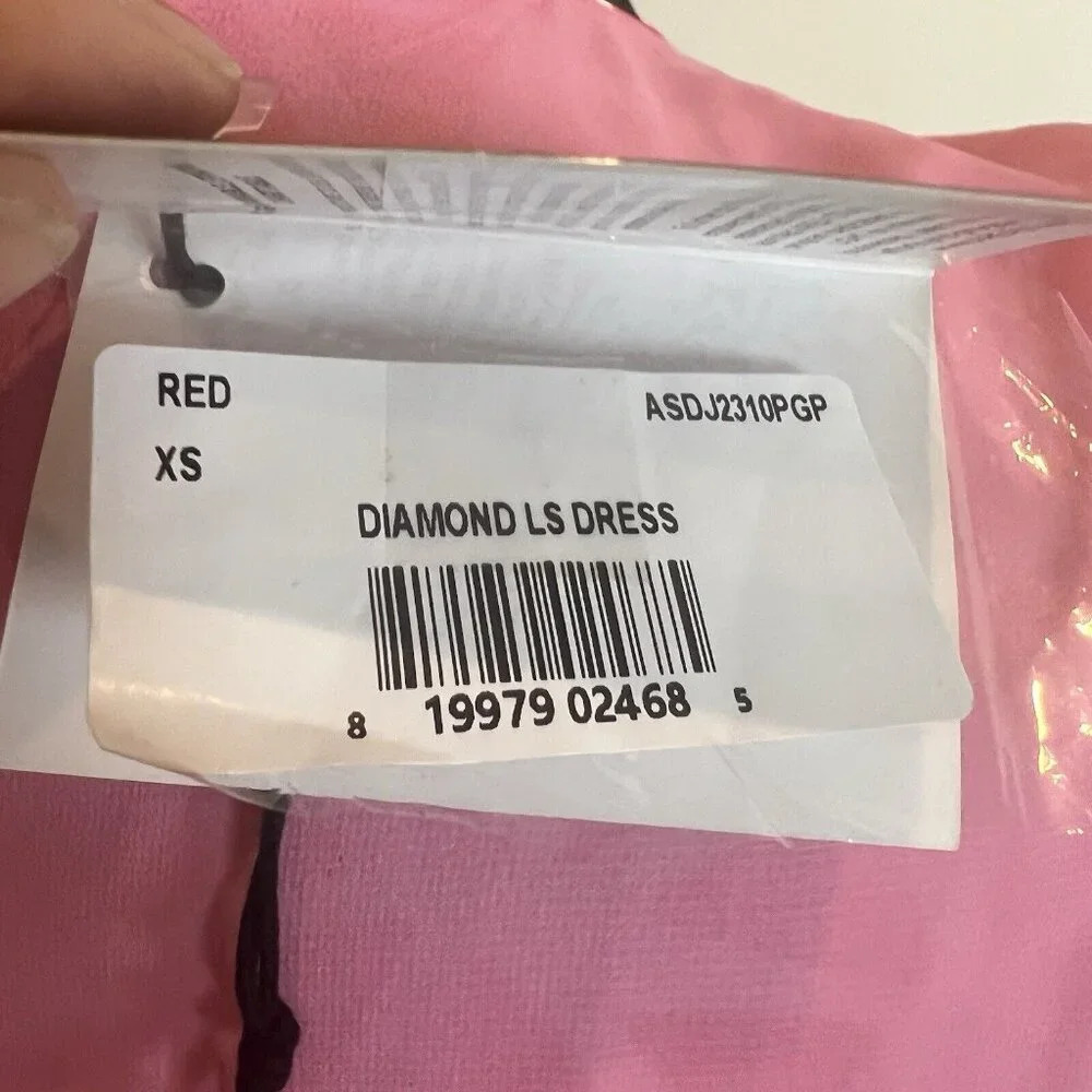 Area Stars NWT Diamond LS Wrap Dress Pink Red XS - Picture 16 of 16